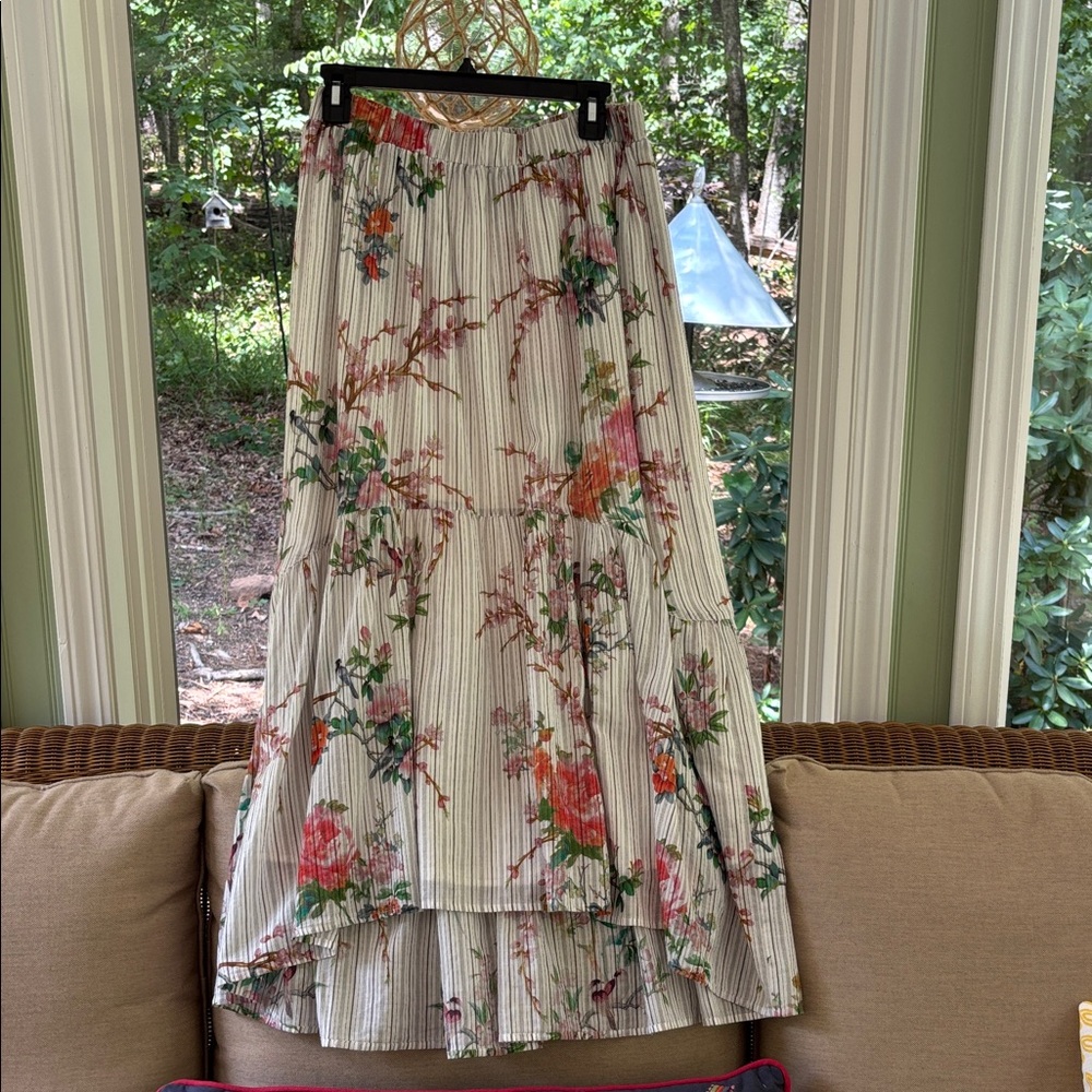 Johnny Was Multicolor Floral High Low Skirt.